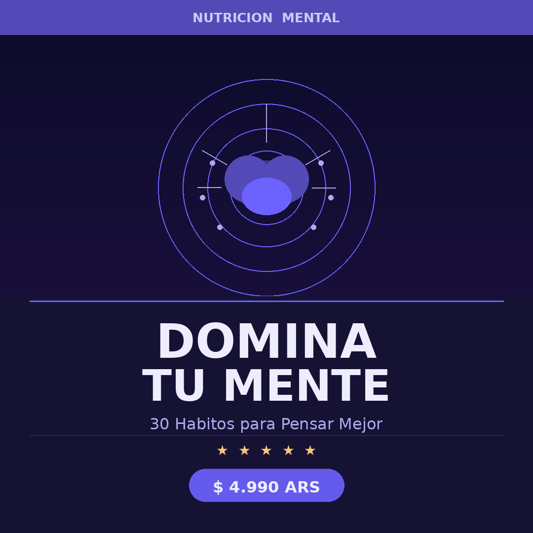 Domina tu Mente - Ebook 30 Habitos para Pensar Mejor - Nutricion Mental